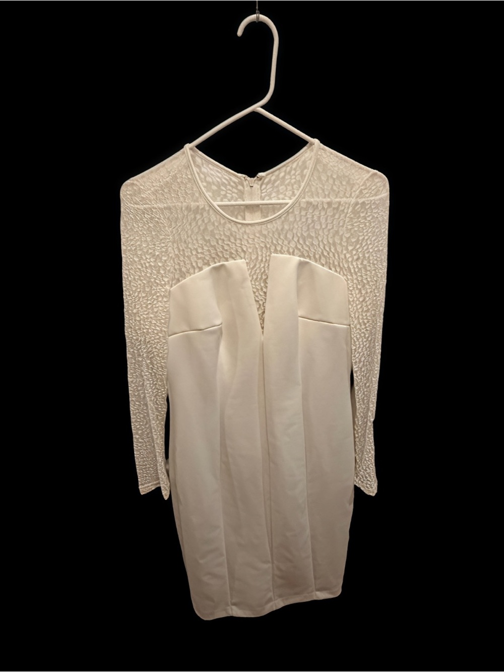 Calvin Klein Ivory Lace Yoke Long Sleeve Dress